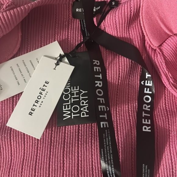 NWT LAUREL KNIT JACKET by Retrofete small shoulder pads cardigan blazer pink - Picture 6 of 6